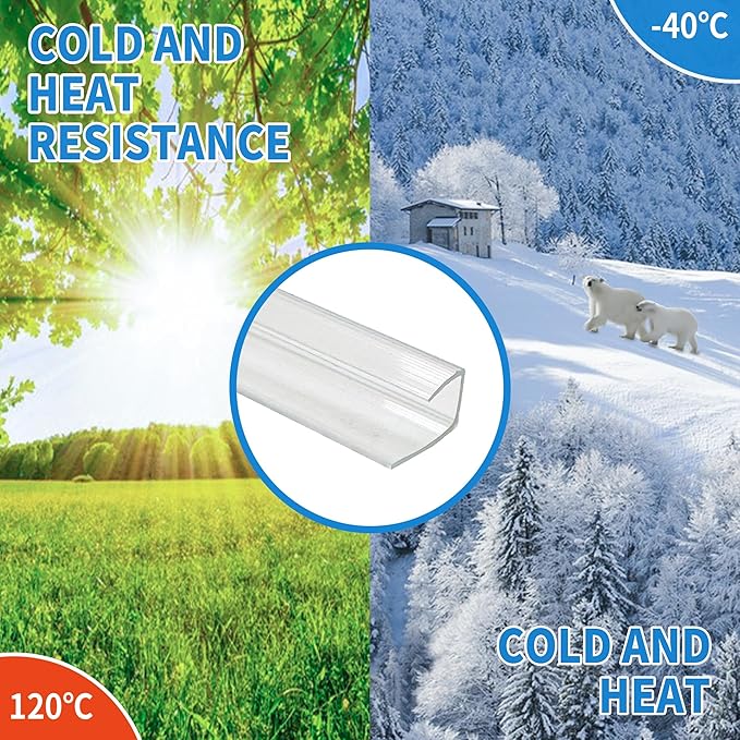 10 PCS Polycarbonate Greenhouse U Connector Profile 4ft Length Fits 0.24’’ & 0.32’’ Twin-Wall Polycarbonate Panels Duty Dust Rain & Moisture Protection Durabler (U-Clip 4' × 0.71’’ × 0.32’’)