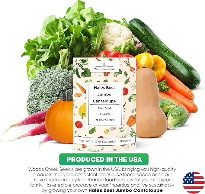 Hales Best Jumbo Cantaloupe Melon Seeds for Planting - Over 130 Heirloom Non-GMO Cantaloupe Seed for Planting - Beginner Friendly Fruit Seeds for Home Gardening