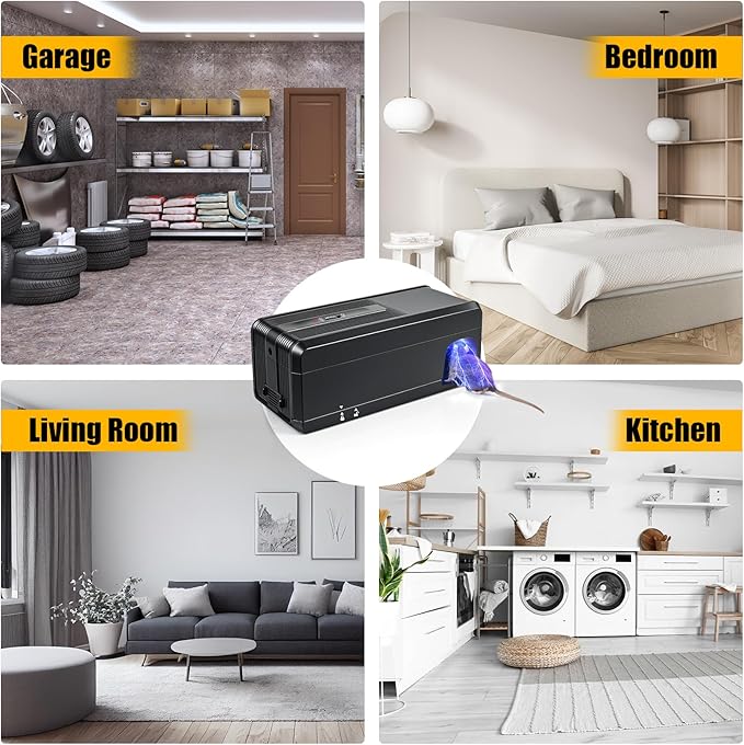 2 Pack Electric Mouse Trap for Indoor Use, High Voltage Reusable Zapper, No-Touch Disposal for Home, Kitchen, Restaurant & Commercial Rodent Killer