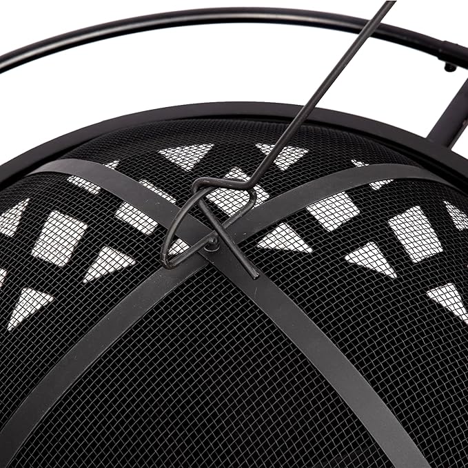 Red Mountain Valley 30'' Outdoor Wood Burning Fire Pit, 2-in-1 Large Round Fire Pit for Outside, Outdoor Fireplaces with Spark Screen, Fire Poker, Cover, Ideal for Patio, Backyard, Camping, Picnic