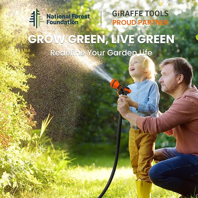 Giraffe Tools Garden Hose 100ft x 5/8", Water Hose Heavy Duty, Lightweight, Flexible Hybrid Hose with Swivel Handle, Male to Female Fittings