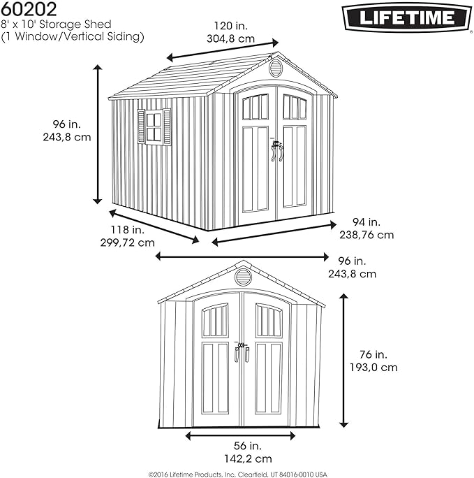 Lifetime 60202 8 x 10 Ft. Outdoor Storage Shed, Gray