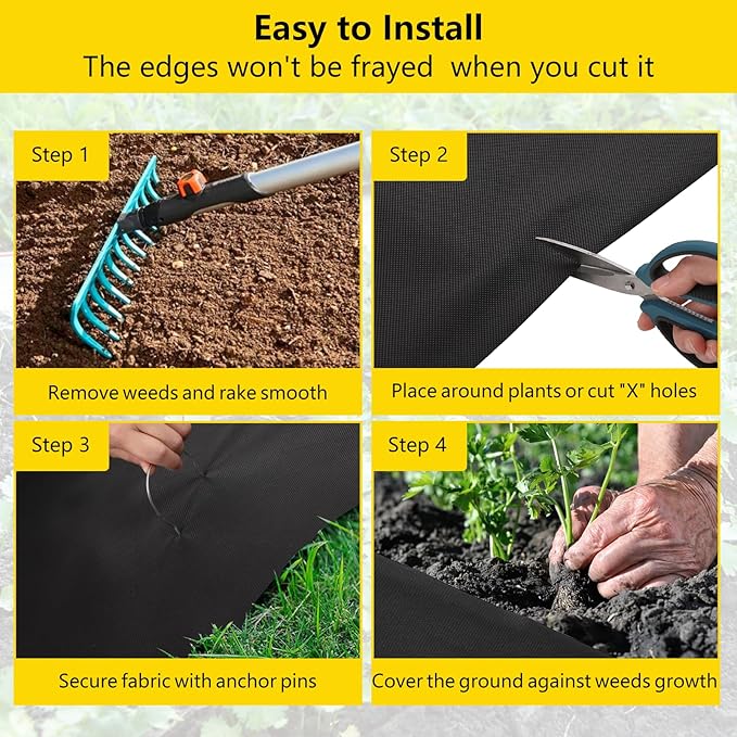 6.5ft x 300ft & 3oz Premium Garden Weed Barrier Landscape Fabric, Durable & Heavy-Duty Weed Block Gardening Mat, Easy Setup & Superior Weed Control, Eco-Friendly & Convenient Design