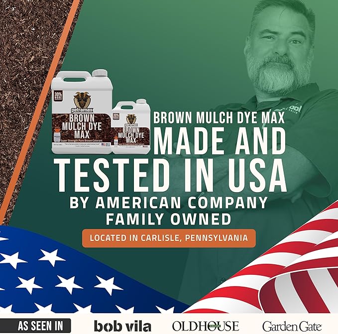 PETRAMAX Petra Brown Mulch Dye, 14,400 Sq Ft Coverage - Brown Mulch for Landscaping & Garden Beds, Wood Mulch Dye - 1 Gallon