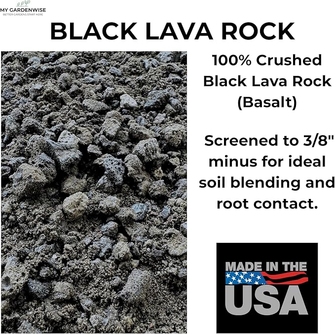 Lava Rocks for Plants (3/8’’ Minus), Natural Black Lava Rocks, Succulent & Terrarium Horticultural Volcanic Rock, Drainage for Potted Plants, Made in USA (1 qt - 2 lbs)