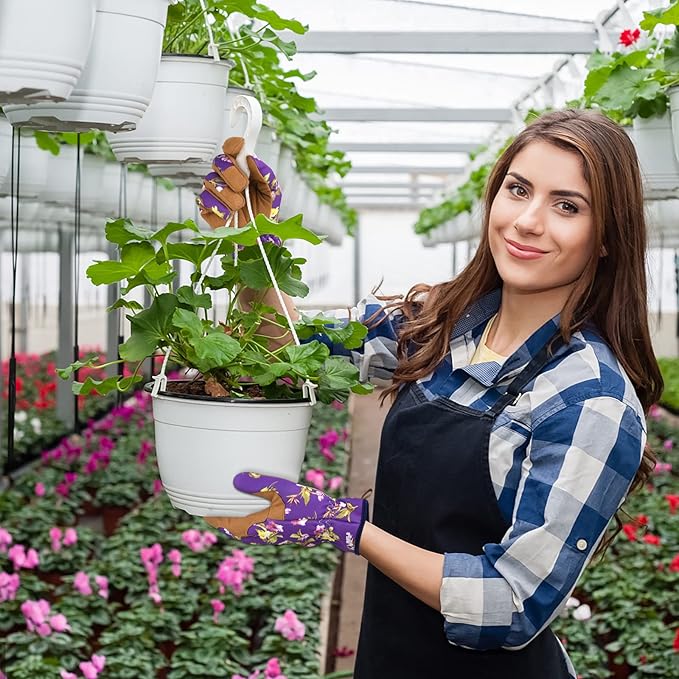 Womens Gardening Weeding Working Gloves, Leather Garden Glove for Women Thorn Proof No Stab for Digging, Planting,Pruning