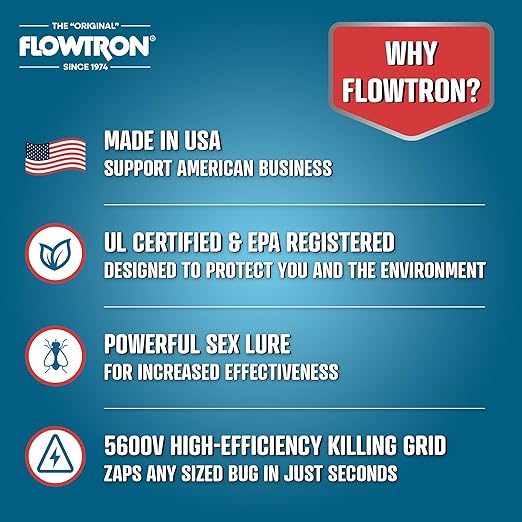 Flowtron Indoor Bug Zapper | Electric Fly & Insect Killer with 80W UV Light, Pheromone Lure Attractant, Shock Kill Grid & Reflector Panels | 1200 Sq Ft for Kitchen, Restaurant & Barn, UL Certified