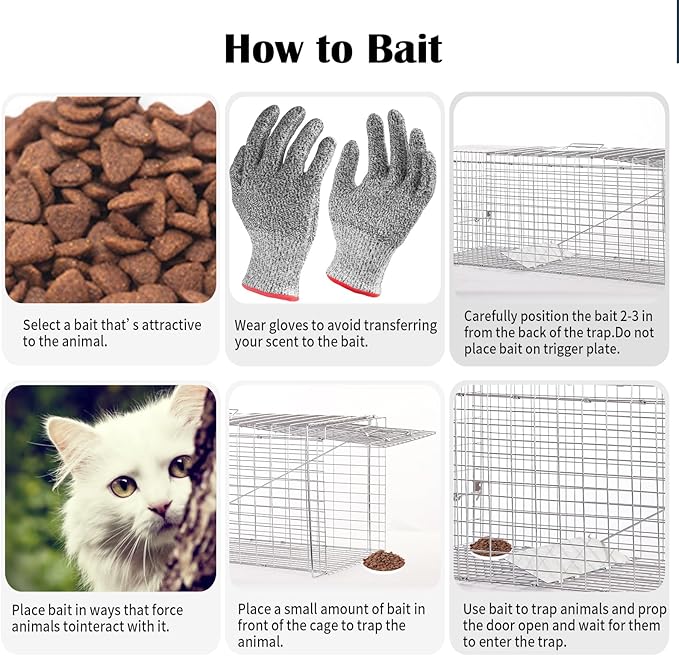 Animal Traps,Live Animal Trap for Cats,Raccoons,Rabbits,cat Trap for Stray Cats,Live Traps for Raccoons,Steel Foldable with Pedal Triggers (37.2 x 13 x 14.37 inches)