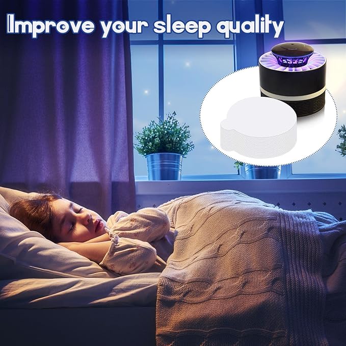 48 Pack 4.3 Inches Round Insect Trap Refillable Glue Boards Sticky Fruit Fly Trap Mosquito Fly Killer for Mosquitoes Fruit Flies Gnats Moths Fits Most Models Indoor Outdoor Lamp