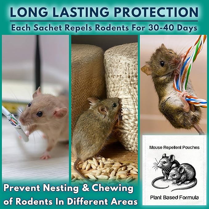 Extra Strong 10Pack Natural Mouse Repellent Pouches Botanical Mice Repellent Pouches Rodent-Repelling Pouches for Indoor and Outdoor Pest Control Pouches for Home Attic Office Shed Barn Storage/RV