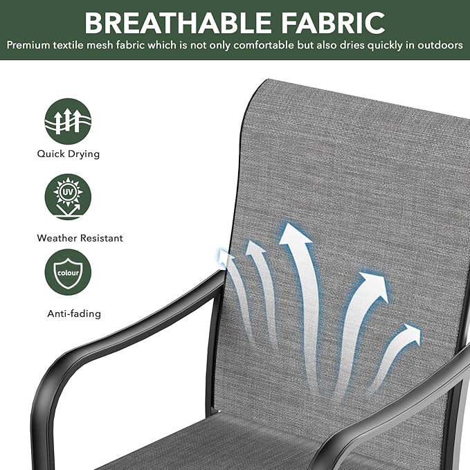 7-Piece Outdoor Dining 6 Swivel Chair and 63.5'' Rectangular Table with All Weather Frame for Backyard Front Porch Pool Deck Outdoor Furniture Set - Grey Style2