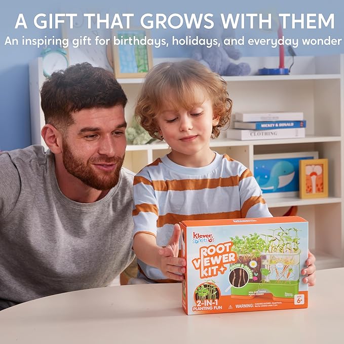 Klever Kits 2-in-1 Root Viewer & Planting Science Kit for Kids – STEM Learning Gifts for Kids Aged 6+, Soil & Hydro Observation Kit Birthday Toys Gifts for Boys and Girls