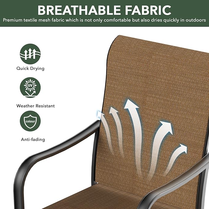 5-Piece Outdoor Dining Set, 48'' Round Table with 4 Swivel Chairs All Weather Furniture Set - Brown Style2