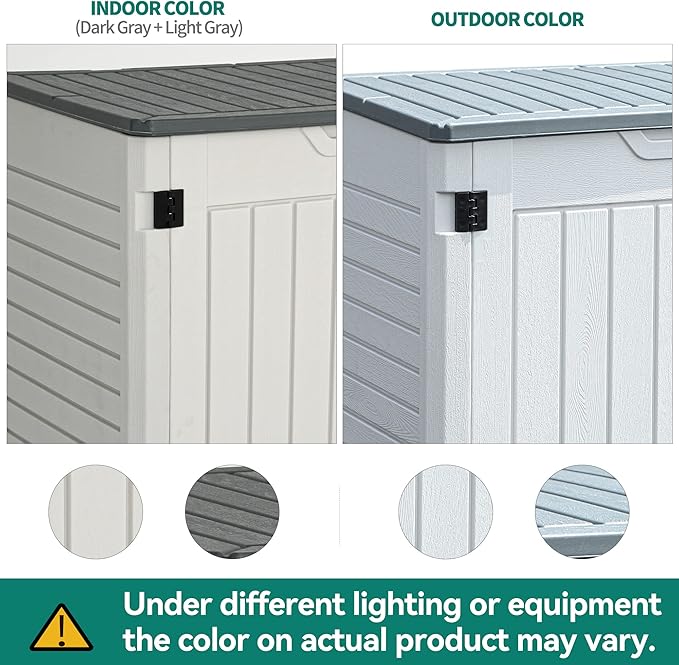 YITAHOME Outdoor Horizontal Storage Sheds w/o Shelf, 35 Cu Ft Lockable Resin Waterproof Shed, Ideal for Garden Tools, Easy to Assemble, Light Gray