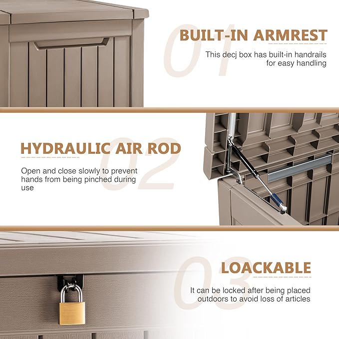 Devoko XXL 230 Gallon Resin Large Deck Box Waterproof Outdoor Storage Box Loackable for Patio Furniture Cushions and Garden Tools