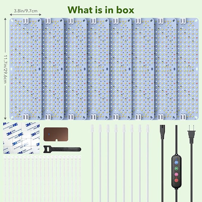 Full Spectrum Grow Lights, 100W Plant Grow Lights for Indoor Plants with Daisy Chain Function, Sunlike Spectrum,1536 LEDs and 4/8/12/16/20H Timer for Seed Starting(Pack8)