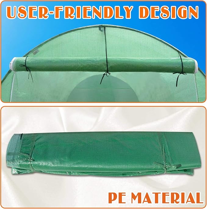 YardGrow Greenhouse Replacement Cover Larger Walk in Outdoor Plant Gardening Greenhouse (Frame Does NOT Included) (Green, 12'x7'x7')