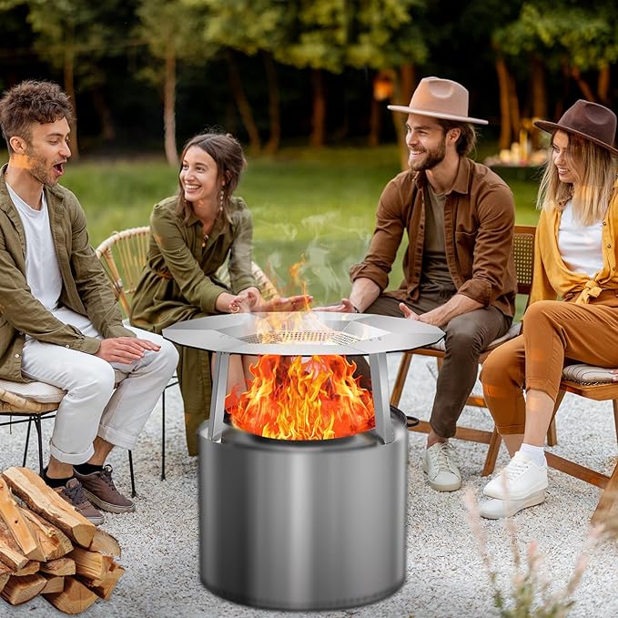 KEESHA Heat Deflector for Solo Stove Bonfire 19.5"-Heat Plate for Fire Pits Heat Deflector for Solo Stove Bonfire Accessory with 3 Detachable Legs, 304 Stainless Steel