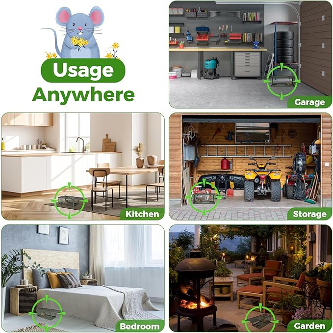 2 PCS Humane Mouse Rat Traps, Mice Chipmunk Squirrel Traps, and Other Live Animal Cage Catch and Release for Indoor and Outdoor-Green