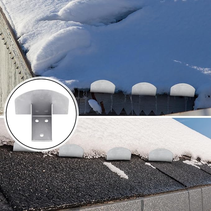 25 Pcs Snow Guards, Roofs Snow Guards, Stainless Steel Snow Stops, Prevent Sliding Ice Snow Stop Buildup with Adhesive Gasket and Screws for Metal Roofs Steel Roof Winter Supplies