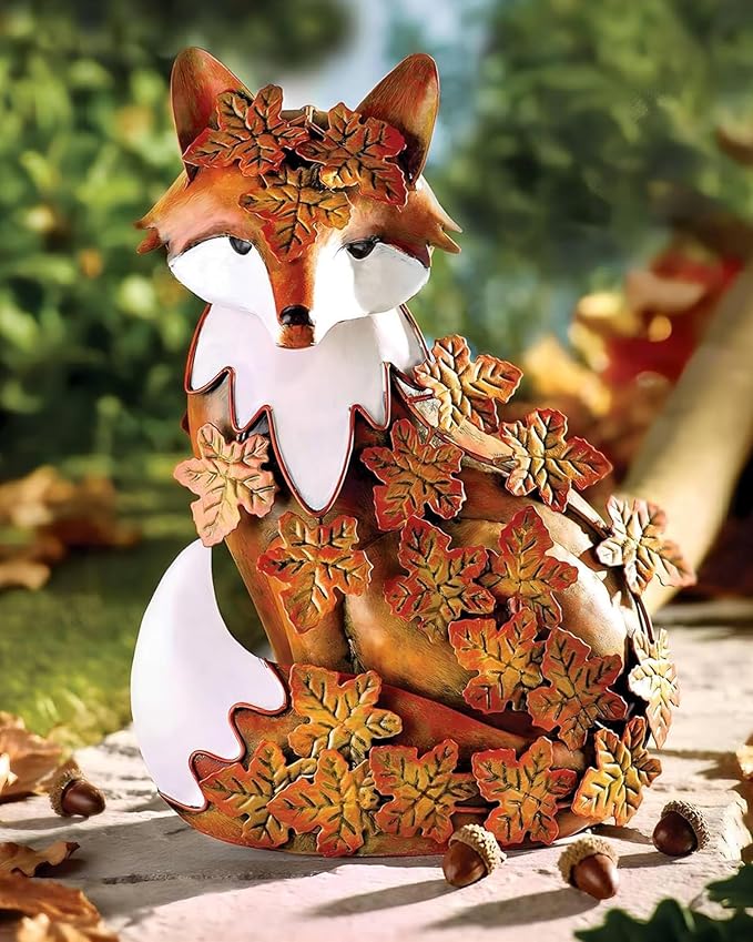 Fox Statue Outdoor Decorative for Garden, Yard Figurine Ornament Funny Porch Sculpture for Patio Flower Bed Home Bookshelf, 11.2" H x 8.5" Lx 5.5" W