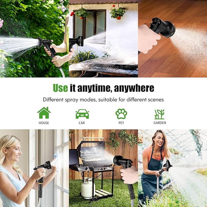 Garden Hose Metal 100FT, Stainless Steel Heavy Duty Water Hose With 10 Function Nozzle, No-Kink, Tough & Flexible, Sturdy and Lightweight, Rust Proof for Yard, Outdoor, RV