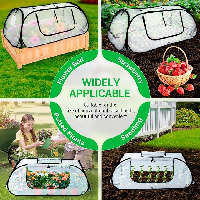 Garden Covers for Raised Beds, Pop Up Raised Garden Bed Cover, Garden Row Plants Cover Accelerator, Greenhouse Cover for Protecting Seedlings Fruits Vegetable Rows 45" L x 22" W x 16" H(2 Pack)