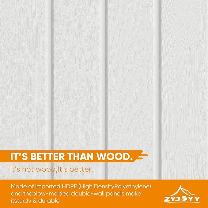 4.5 x 5.7 FT Outdoor Storage Shed, 59 Cuft Outside Waterproof Storage Cabinet, HDPE Resin Plastic 385 Gallon Outdoor Storage Container, Vertical Lockable Storage Shed, Light Grey