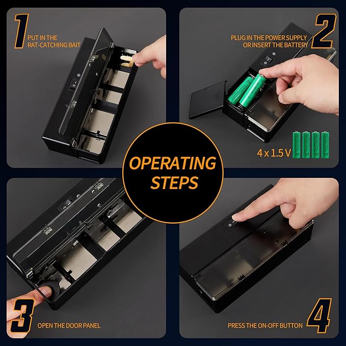 Electric Mouse Trap, Smart Escape-Proof Design Mole Traps, Battery Powered with Alert Light (Only by Batteries)