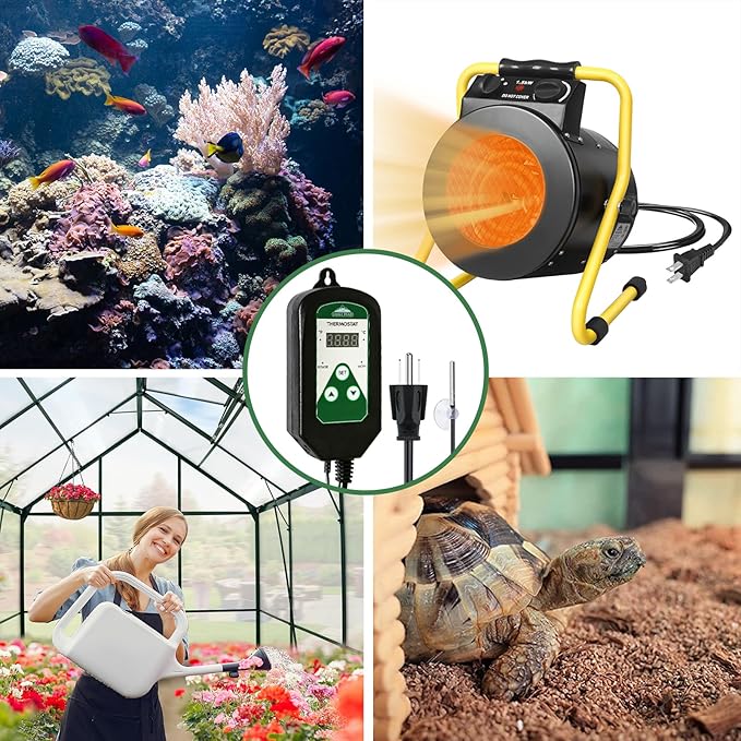 EAGLE PEAK Digital Heat Mat Thermostat Controller 42–108 °F for Heat Mat, Greenhouse, Heater Fan, Seedling, Germination, Fermentation and Reptiles, 15A/1800W