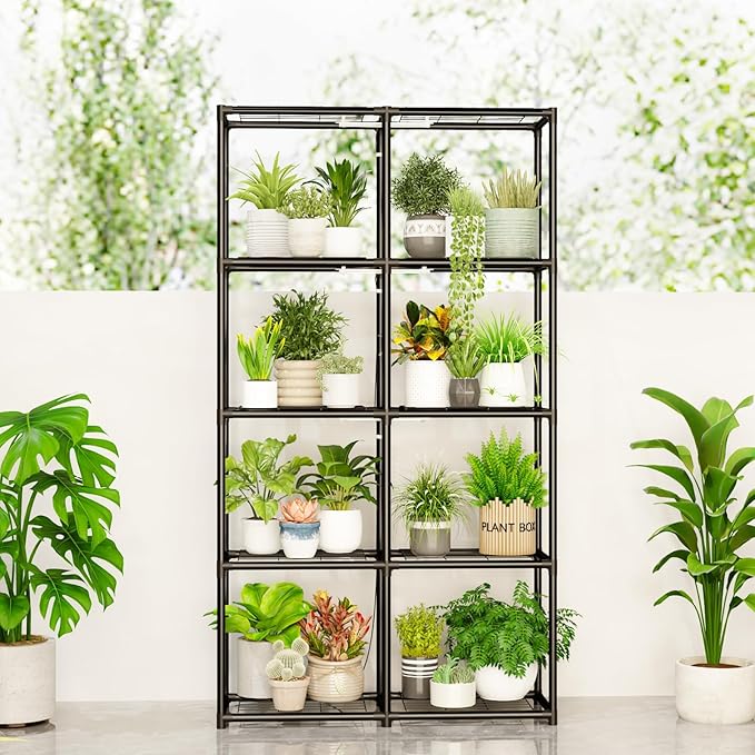 Plant Stand With Grow Lights Plant Stand Indoor Plant Shelf Metal Plant Rack Plant Holder Flower Pot Stand for Multiple Plants for Living Room Patio Balcony Garden Porch Black(5-Tier)