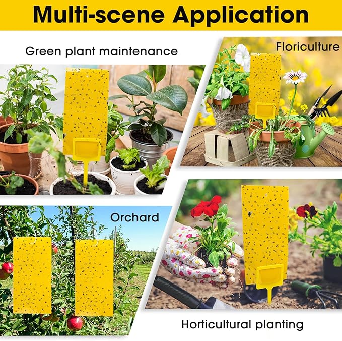 220 Pcs 7.9 x 4 Inch Sticky Traps for Plant Gnats Double Sided Sticky Traps with Twist Ties for Flying Killer Insect Indoor Outdoor Fungus Gnats, Whiteflies, Aphids (Yellow)