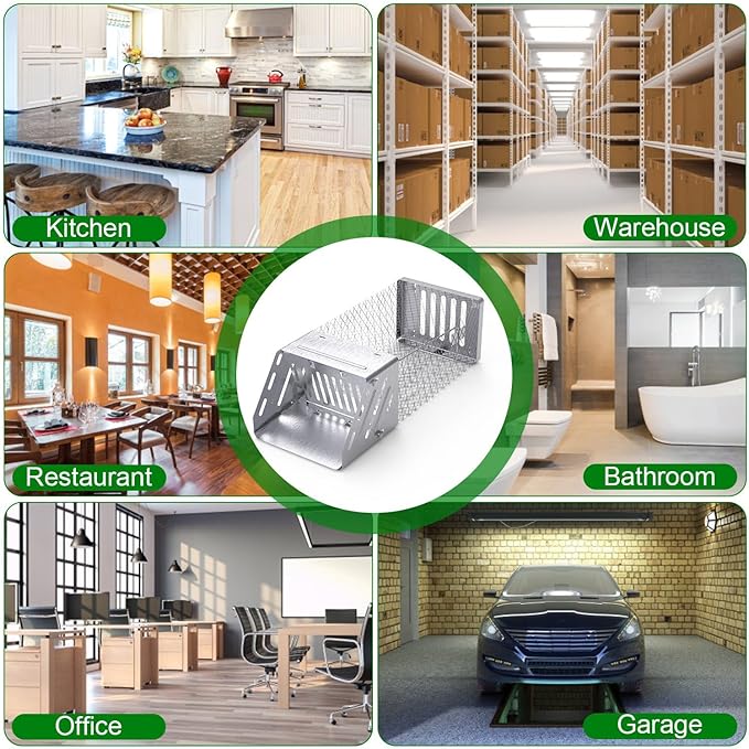 Automatic Continuous Humane Rat Trap, Single Door Metal Mouse Cage Traps and Other Small Live Animals Cage, Easy to Catch and Release, Work for Indoor Outdoor