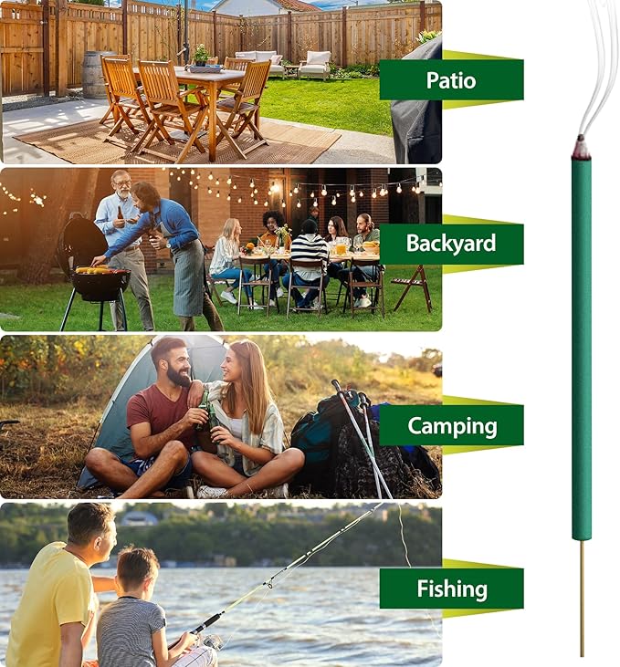 KICKOUTOR® Mosquito Repellent Outdoor Patio 24 PCS Natural Citronella Incense Sticks DEET Free Lemongrass Oil Gnat Mosquito Control for Indoor Backyard Travel Camping