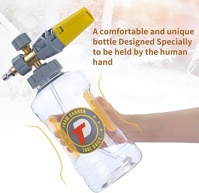 Tool Daily Foam Cannon, Adjustable Foam Blaster, Snow Foam Lance with M22 and 1/4 Inch Quick Connect, Additional Orifice Nozzle 1.1mm, 1.5 Liter