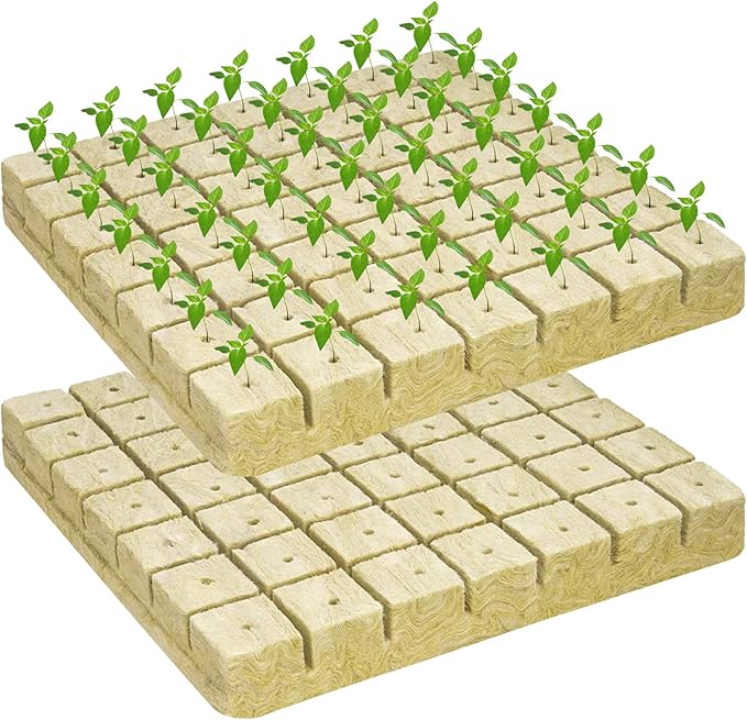 Legigo 1.5 Inch Rockwool Cubes for Hydroponics Seed Starter, Rock Wool Planting Cubes Hydroponic Garden Grow Plugs for Soilless Cultivation Plants Cutting Germination Clone(2 Sheet, 98 Plugs)