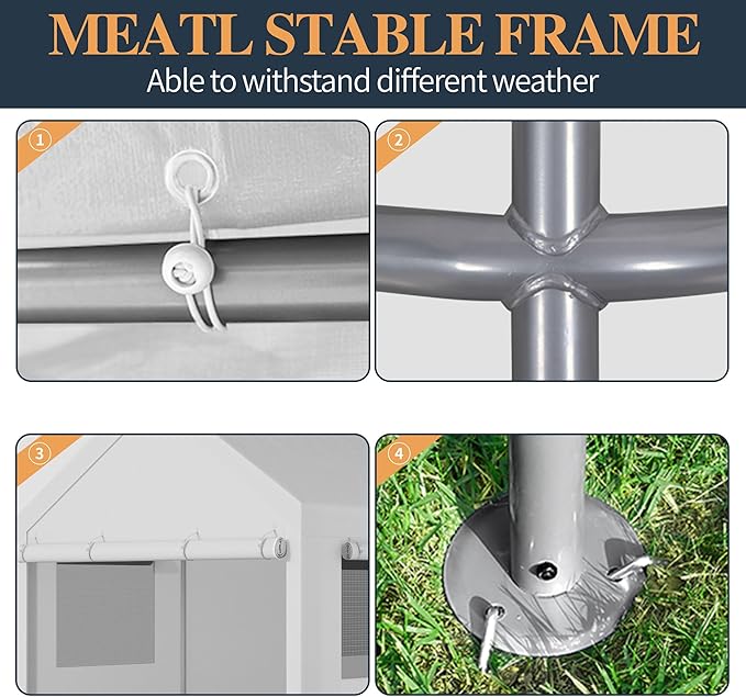 Shintenchi Portable Garage Canopy,10x20 FT Heavy-Duty Design Carport,Carport Canopy with Side-Opening Removable Door & Roll-Up Window,Portable Car Port for Car, Truck, Boat,White