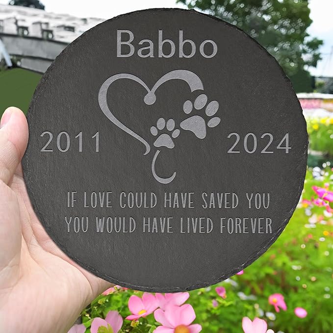 Pet Memorial Stone Pet Garden Statue - Pet Memorial Gifts - Pet Tombstone - Pet Loss Gift - Loss of Pet Stone - Round