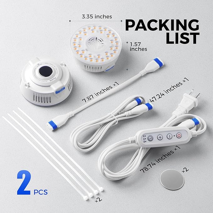 Barrina Orbgrow OG09 Puck Grow Light with Timer, Pinkish White 18W(2 x 9W, 270 Watt Equiv), Full Spectrum Plant Light for Indoor Plants, Magnetic & Linkable, 5 Levels Dimmable for Plant Shelf, 2 Packs