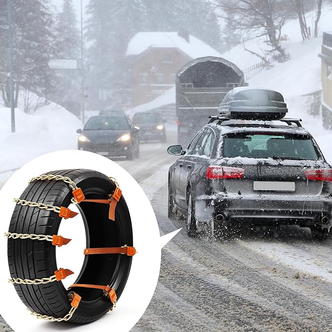20 Pack Adjustable Snow Tire Chains for Tire Width 215-285 mm SUV Truck Pickup, Quick Fit Easy Installation, Thickened Car Non Skid Car Chains (Single Chain Style)