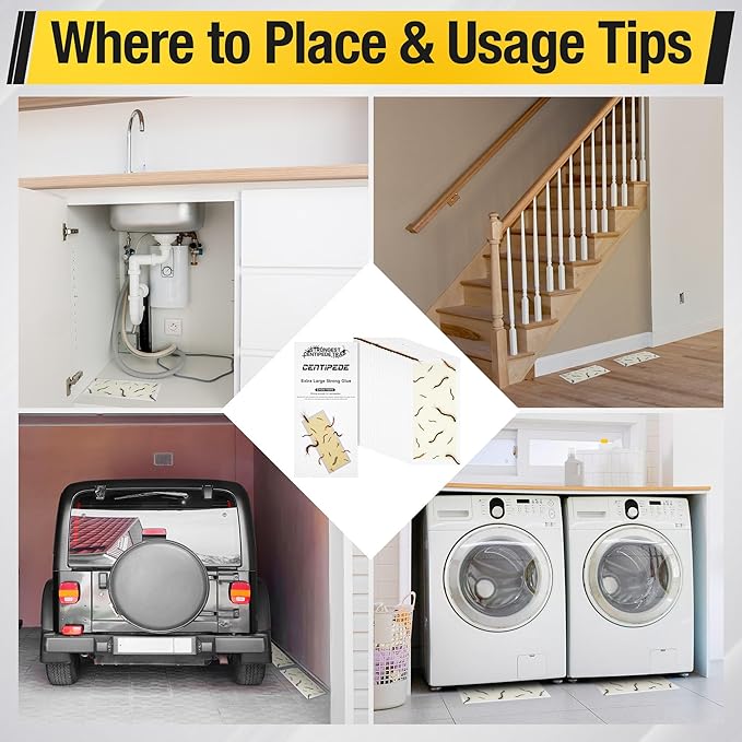 Qualirey Centipede Extra Large Glue Traps 20Pcs(Tear Into 40Pcs),11’’ x 5.3’’ Centipede Glue Boards Indoor Outdoor, Adhesive Insect Catcher for Home, Sticky & Non Toxic Traps for Home, Garage & Shed