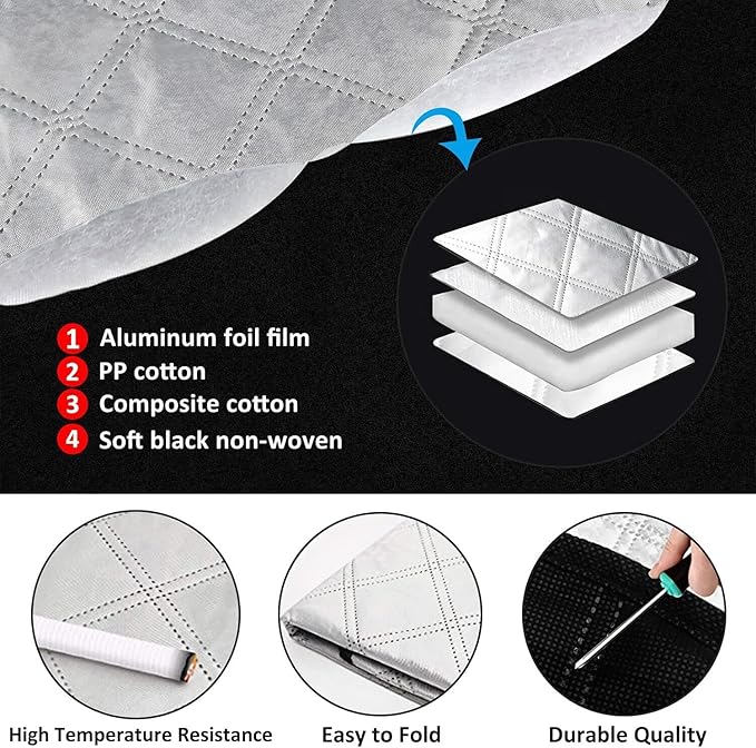 Gintenco Car Windshield Snow Cover, Frost Ice Windscreen Covers with Magnetic Edges, 4 Layers Thickness Snow Protector Covers with Side Mirrors Cover Easy to Use for Car SUV CRV Trucks (Small)