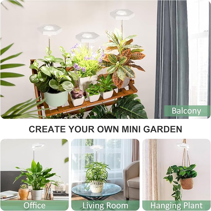 FOXGARDEN Grow Light, Full Spectrum LED Plant Light for Indoor Plants, Growing Lamp with Auto On/Off Timer 4/8/12H, 4 Dimmable Brightness, Height Adjustable, Ideal for Small Plants, 2 Packs