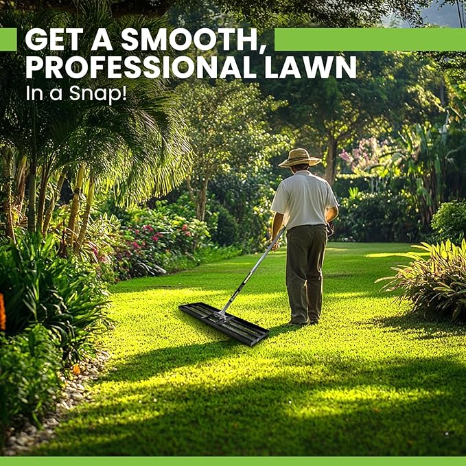 Gardease Lawn Leveling Rake 30" x 10" - Heavy Duty Professional Grade Reinforced Steel Landscape Tool for Soil, Sand & Garden - Superior Strength and Durability