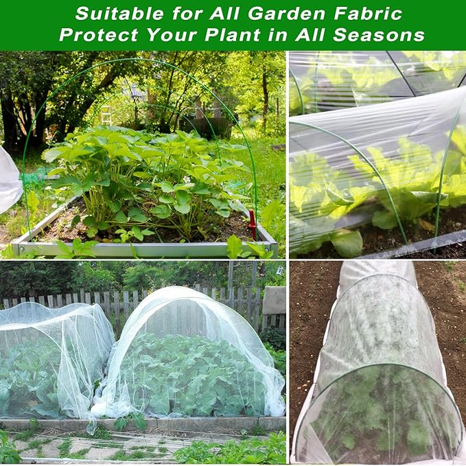 Garden Hoops for Raised Bed, 36 PCS Greenhouse Hoops 6 Sets of 8.5 FT Long Garden Arch Greenhouse Frame Rust-Free Fiberglass Garden Hoops for Row Cover Netting Shade Cloth