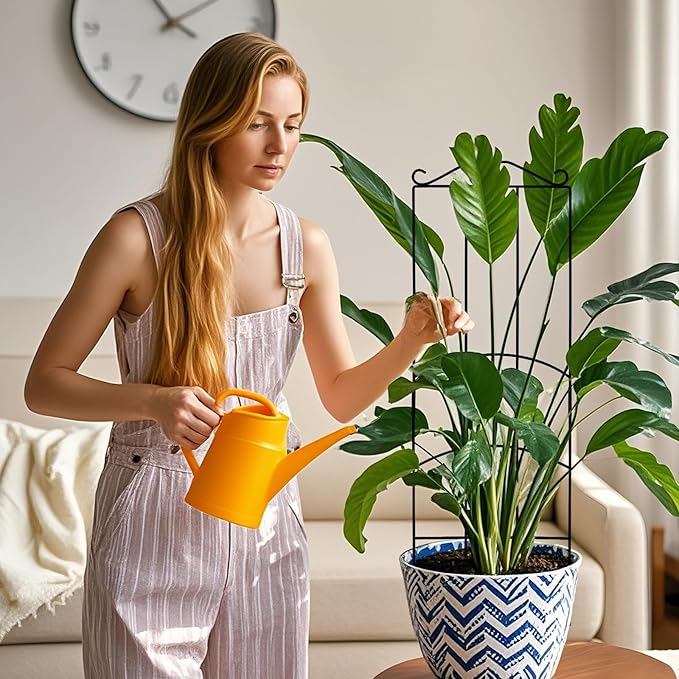 32 Inch Metal Plant Trellis for Climbing Plants Outdoor,4 Pack Garden Trellis for Potted Climbing Plants Indoor Houseplants Flowers Vine Ivy,Black,Rectangle