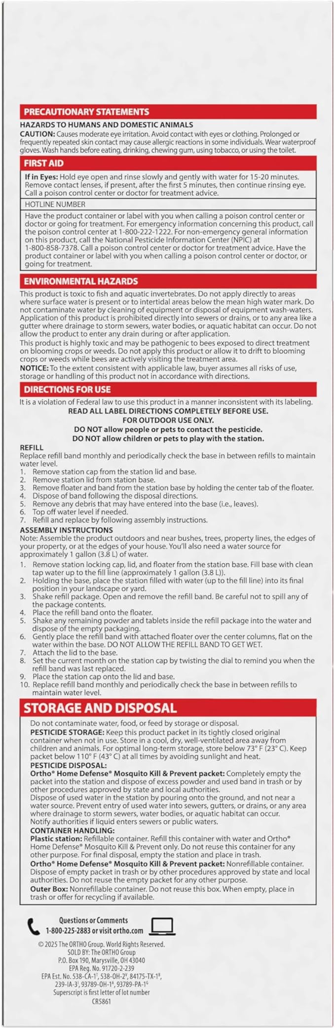 Ortho Home Defense Mosquito Kill and Prevent Refill Kit, for Use in Mosquito Stations, 2 Refill Bands