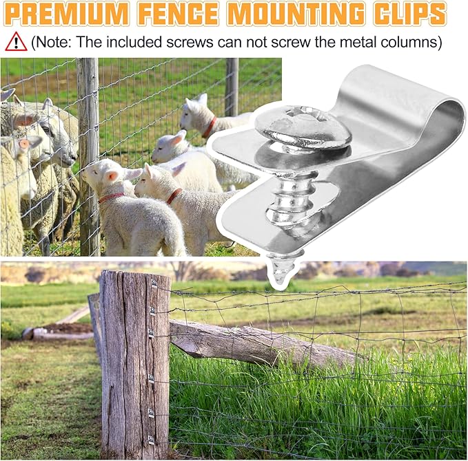 120 Pcs Fence Wire Clamps Stainless Steel Fencing Mounting Clips With120 Pcs Stainless Steel Screws for 12-16 Gauge Welded Wire to Wood, Metal or Vinyl Fence(X120 Kit)
