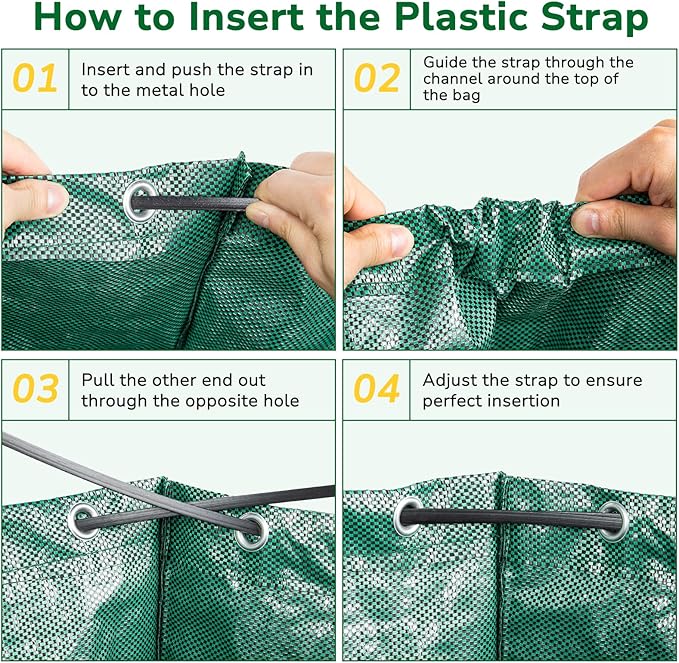 GreatBuddy 32 Gallon Reusable Yard Waste Bag, Heavy Duty, Upright Lawn Bags with 4 Reinforced Handles for Garden Leaves and Waste Collection, Lightweight and Portable (3 Pack)