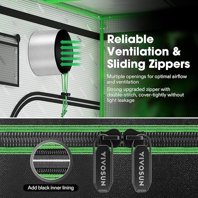 VIVOSUN GIY 4x4 ft. Grow Tent Complete System, Grow Tent Kit Complete with 6 Inch Inline Fan Package, 2 x 200W LED Grow Light, Temperature Humidity Monitor, Netting, Grow Bags, Pruning Shear and Timer